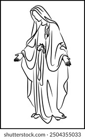 Line illustration of the Holy Virgin Mary