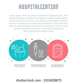 Line illustration of hospitalization. Concept for web banners and printed materials. Template for website banner and landing page.