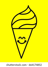 Line illustration of ice cream vector