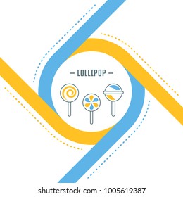 Line illustration of lollipop. Concept for web banners and printed materials. Template for website banner and landing page.