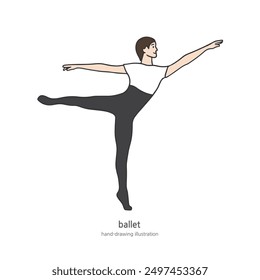 a line illustration of the male ballerina's movements