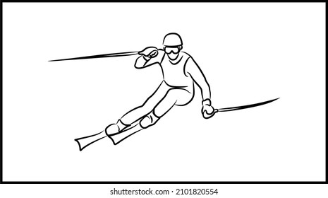 line illustration of a man skiing