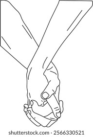 the line illustration of a man and woman who interlock their hand.