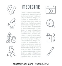 Line illustration of medicine. Concept for web banners and printed materials. Template for website banner and landing page.