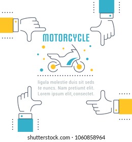 Line illustration of motorcycle. Concept for web banners and printed materials. Template for website banner and landing page.