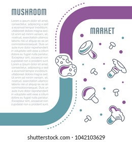 Line illustration of mushroom market. Concept for web banners and printed materials. Template for website banner and landing page.