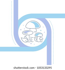 Line illustration of mushrooms. Concept for web banners and printed materials. Template for website banner and landing page.