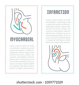 Line illustration of myocardial infarction. Concept for web banners and printed materials. Template for website banner and landing page.