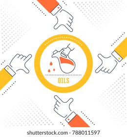 Line illustration of oils. Concept for web banners and printed materials. Template for website banner and landing page.
