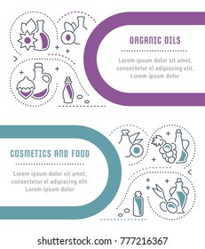 Line illustration of organic oils. Concept for web banners and printed materials. Template for website banner and landing page.