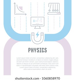 Line illustration of physics. Concept for web banners and printed materials. Template for website banner and landing page.
