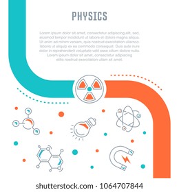 Line illustration of physics. Concept for web banners and printed materials. Template for website banner and landing page.