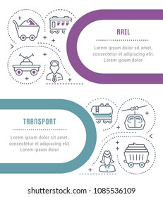 Line illustration of rail transport. Concept for web banners and printed materials. Template for website banner and landing page.