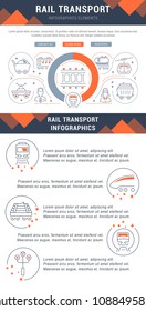 Line illustration of rail transport. Concept for web banners and printed materials. Template with buttons for website banner and landing page.