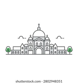 Line illustration representing a recognizable workplace landmark.