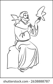 Line illustration of Saint Francis of Assisi