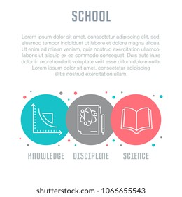 Line illustration of school. Concept for web banners and printed materials. Template for website banner and landing page.