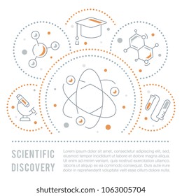 Line illustration of scientific discovery. Concept for web banners and printed materials. Template for website banner and landing page.