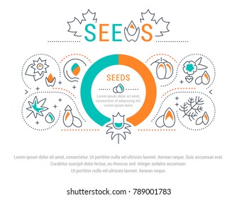 Line illustration of seeds. Concept for web banners and printed materials. Template for website banner and landing page.