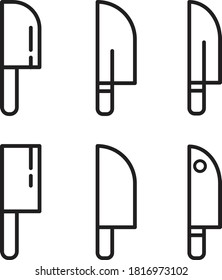 icono de juego de ilustraciones de línea de cuchillo de cocina