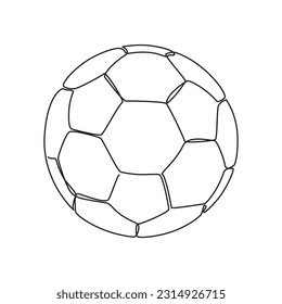 Line illustration of soccer ball vector icon for web, pictogram, website, logo, app, UI. Continuous one line drawing of football or soccer ball minimalism design. Ball Icon in trendy flat style.