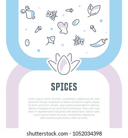 Line illustration of spices. Concept for web banners and printed materials. Template for website banner and landing page.