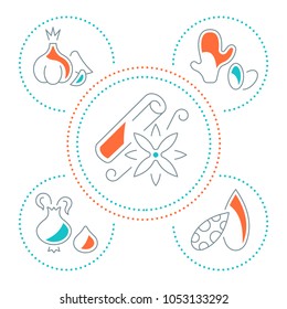 Line illustration of spices. Concept for web banners and printed materials. Template for website banner and landing page.