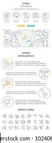 Line illustration of spring. Concept for web banners and printed materials. Template with buttons for website banner and landing page.