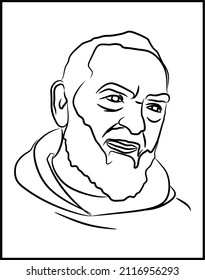 line illustration of St. Padre pio
