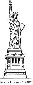 Line illustration of Statue of Liberty