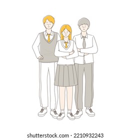 a line illustration of a student in school uniform