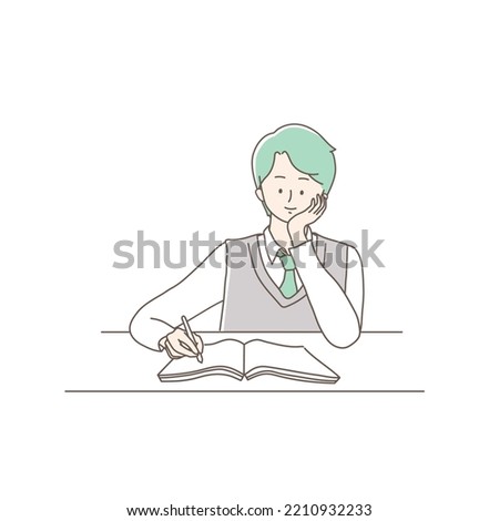 a line illustration of a student in school uniform