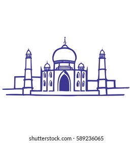 Line illustration of the Taj Mahal
