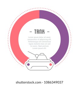Line illustration of tank. Concept for web banners and printed materials. Template for website banner and landing page.