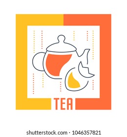Line illustration of tea. Concept for web banners and printed materials. Template for website banner and landing page.
