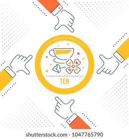 Line illustration of tea. Concept for web banners and printed materials. Template for website banner and landing page.