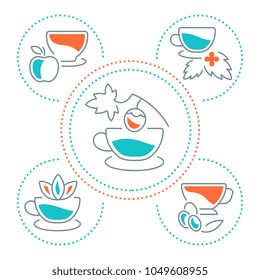 Line illustration of tea. Concept for web banners and printed materials. Template for website banner and landing page.