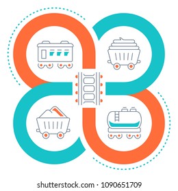 Line illustration of train. Concept for web banners and printed materials. Template for website banner and landing page.