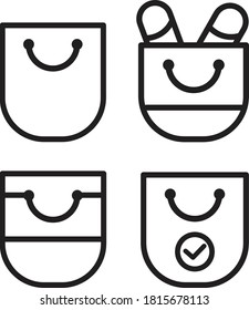 conjunto de vector de ilustración de línea de bolsa