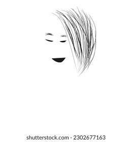 line illustration of very beautiful female face