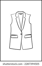 ilustración de línea de vest, dibujo técnico