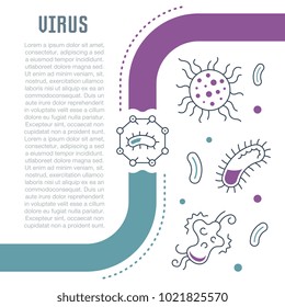 Line illustration of virus. Concept for web banners and printed materials. Template with buttons for website banner and landing page.