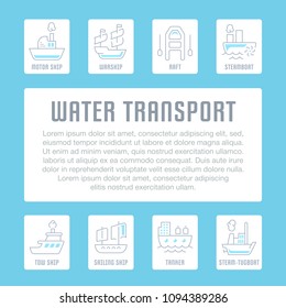 Line illustration of water transport. Concept for web banners and printed materials. Template for website banner and landing page.
