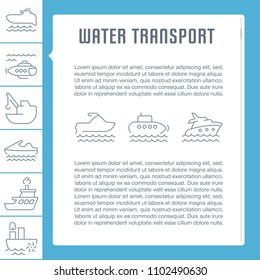Line illustration of water transport. Concept for web banners and printed materials. Template for website banner and landing page.