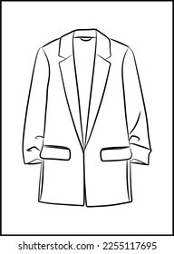 Linienillustration für eine Frauenjacke, technische Zeichnung