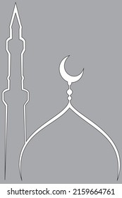LINE IMAGE OF A BLACK WHITE MOSQUE. VECTOR TEMPLATES