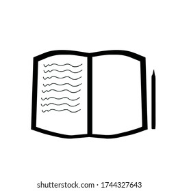 Imagen en línea del libro y del lápiz