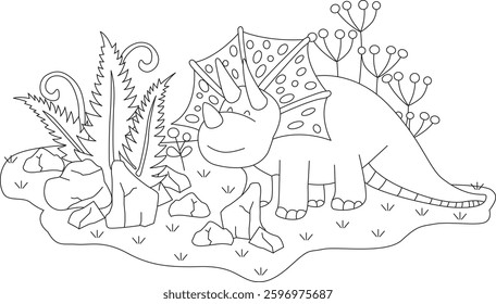 Line image of a dinosaur for coloring