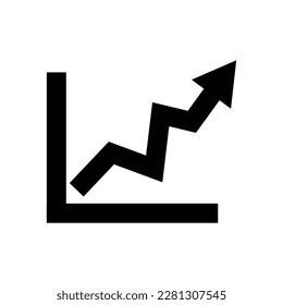 Icono de flecha de aumento de línea de gráfico negro y blanco