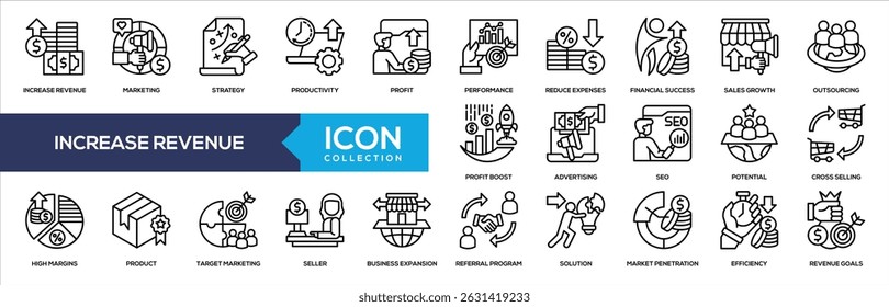 Line - Increase Revenue Icon Collection